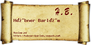 Hübner Barlám névjegykártya